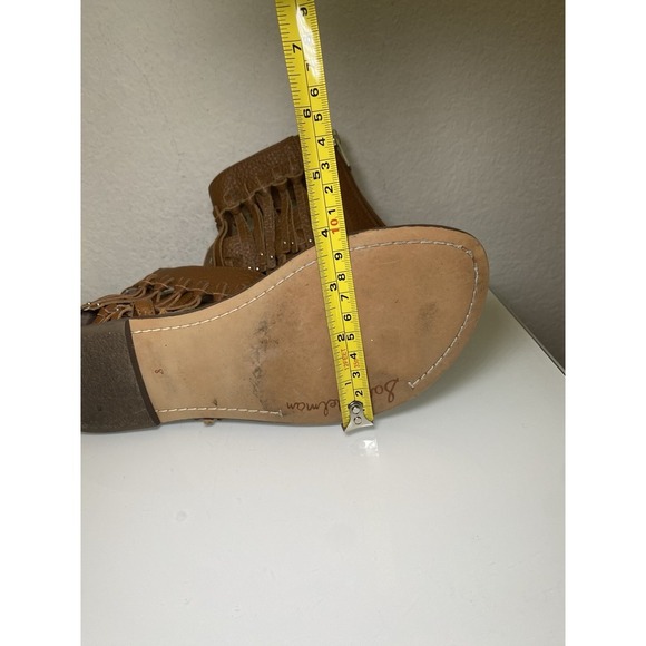 Sam Edelman Griffen Saddle Leather Gladiator Sandals Size 8 Brown Fringe Zip Up - Picture 6 of 16